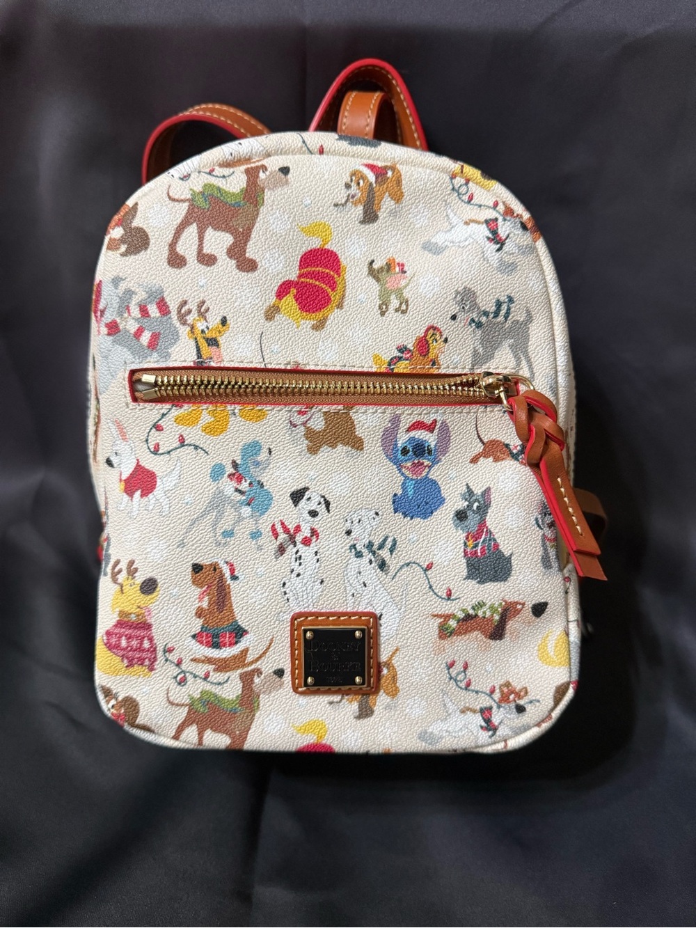 EUC Dooney & Bourke Backpack Santa Tails Disney Dogs Holiday/Christmas 2021